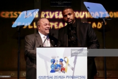 NEW YORK, NEW YORK - NOVEMBER 13: Bo Dietl (L) and AJ Calloway speak onstage at the 11th Annual Cristian Rivera Foundation Celebrity Gala on November 13, 2019 in New York City. (Photo by Johnny Nunez/WireImage)